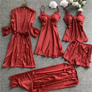 SleepWear - Conjunto Pijama em Cetim Libertina (5 peças) - Libertina Sex Shop - camisola, kit pijama feminino, pijama de seda, pijama feminino, sleepwear, vestuario - Sex Shop Vibradores