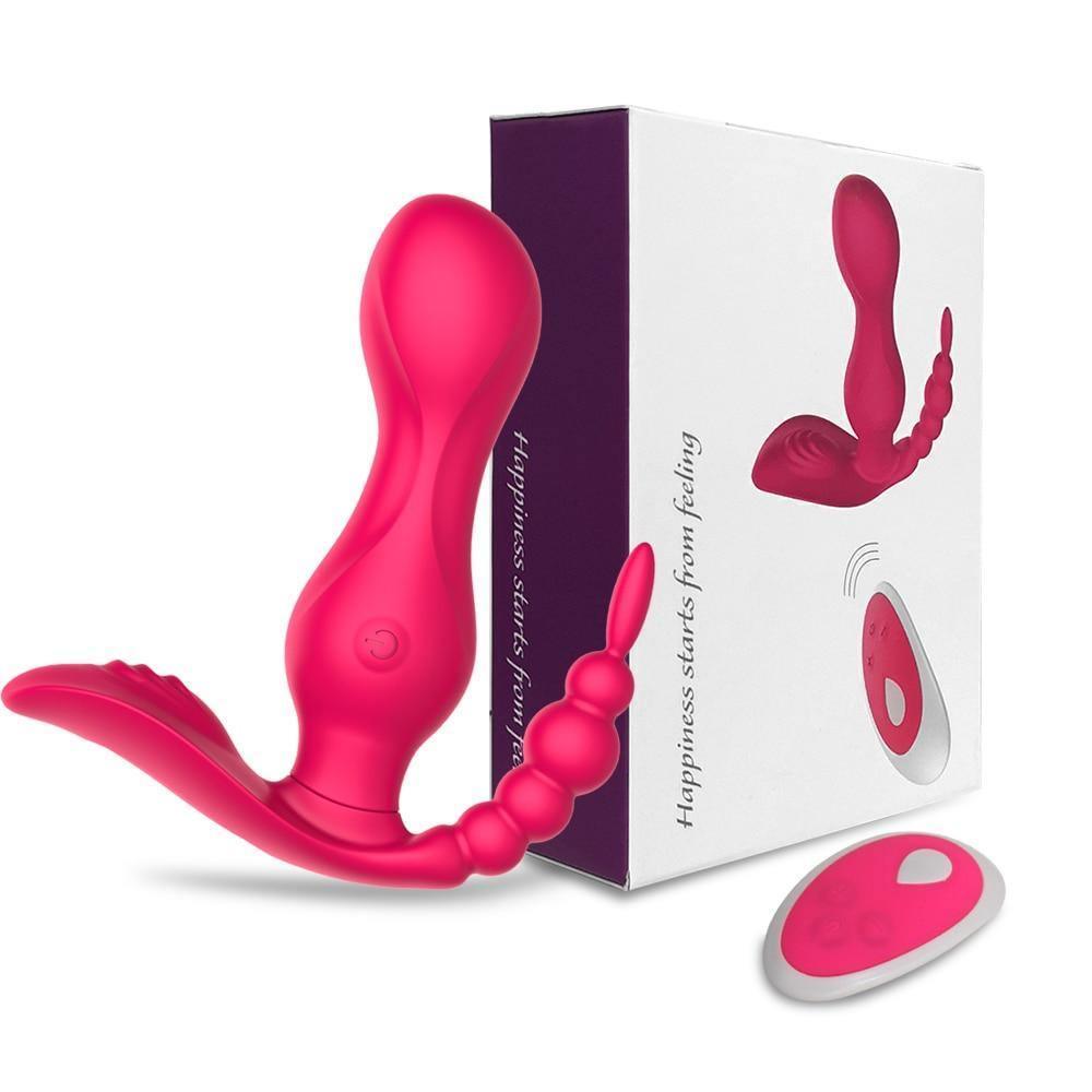 Vibrador Interno com Estimulador de Clitóris e Anus c/ Controle Remoto -  RocketUp