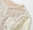 Body Feminino em Renda Floral Camada Dupla Manga Longa · Gola Redonda · Estilo Sofisticado · Tamanho
