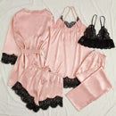 Conjunto Pijama Cetim Acetinado Rosa com Renda · Camisola + Calça · Roupa de Dormir Premium · P ao G