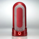 TENGA FLIP 0 RED montado na base aquecedora acesa — produto completo