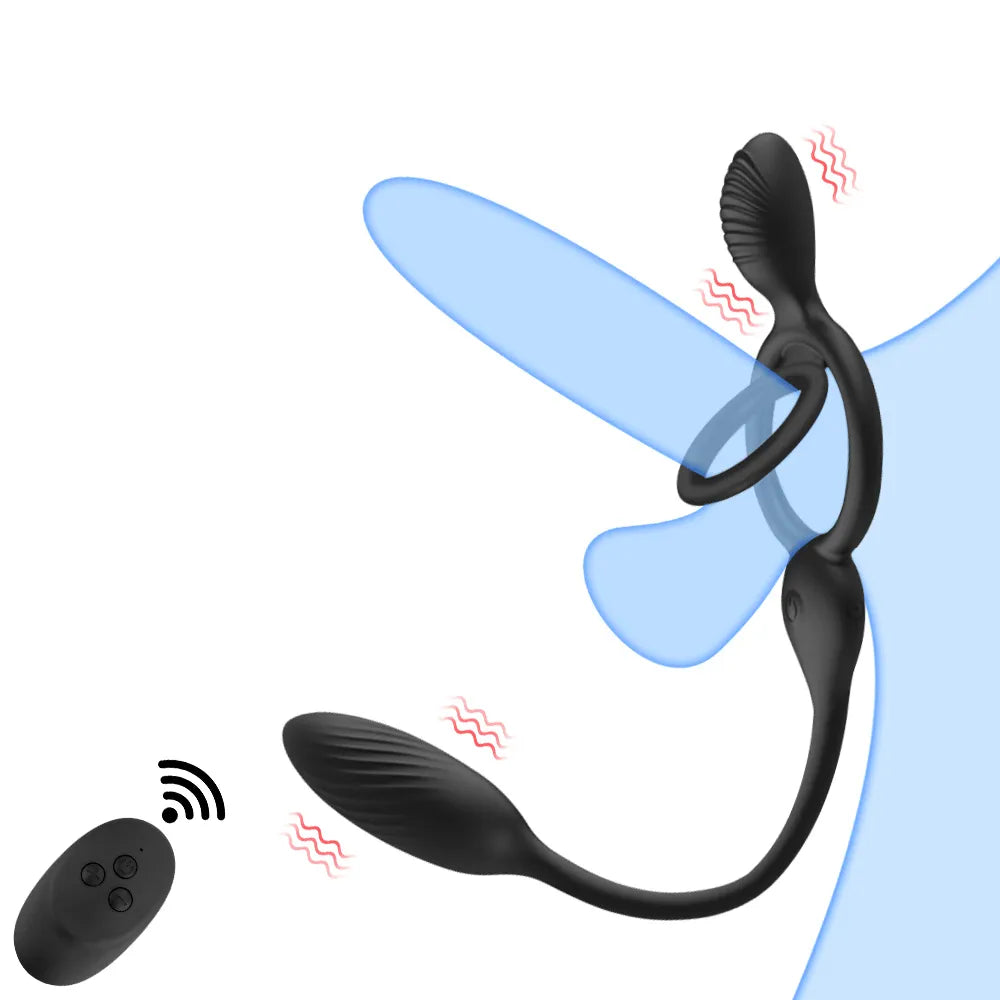 Anel Peniano Triplo Estímulo Simultâneo Poderoso com Vibrador Integrado - TripleForce