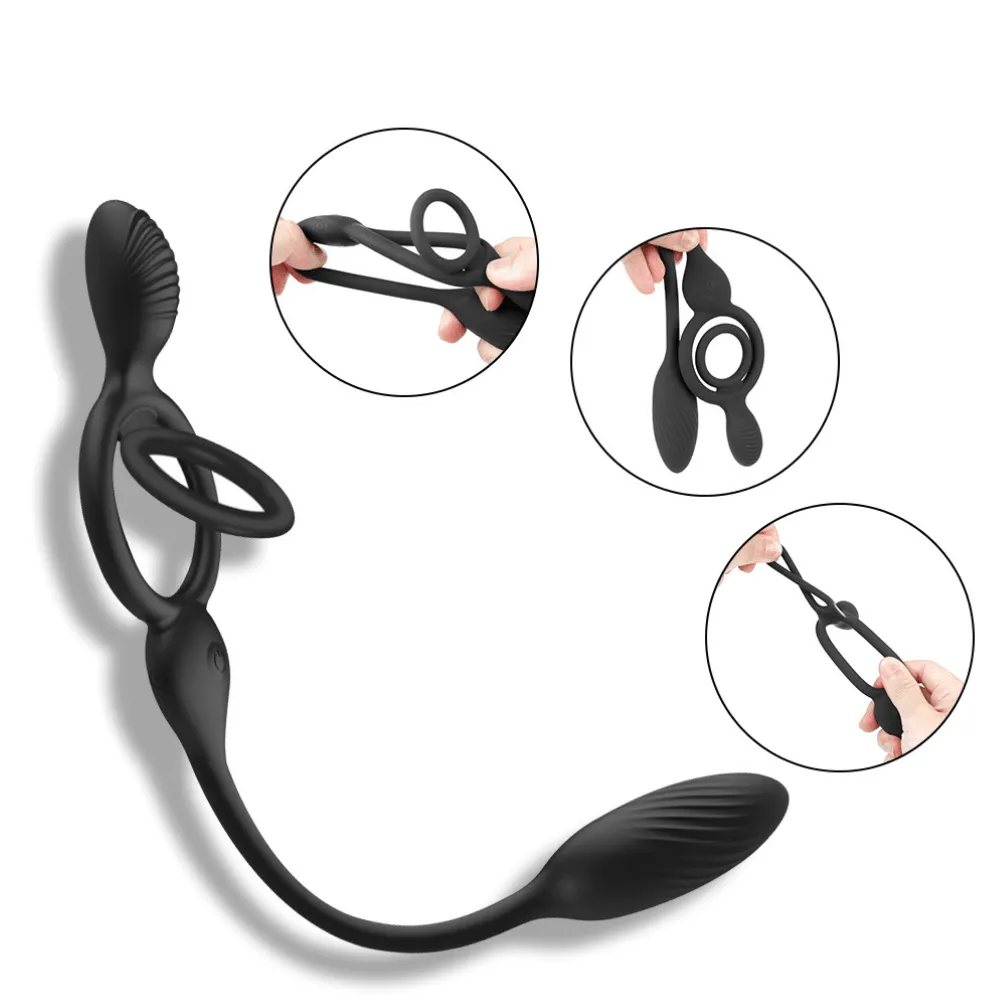 Anel Peniano Triplo Estímulo Simultâneo Poderoso com Vibrador Integrado - TripleForce