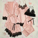 Conjunto Pijama Cetim Acetinado Rosa com Renda · Camisola + Calça · Roupa de Dormir Premium · P ao G