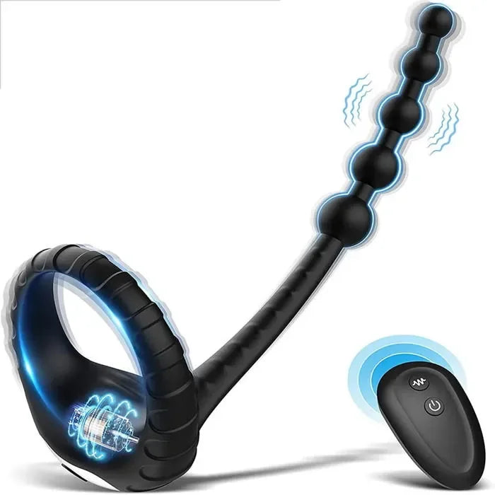 anel peniano vibratório - controle remoto - 10 modos de vibração - estímulo anal - puxar contas - retardar ejaculação - ereção prolongada - estimulação do períneo - toque suave - silicone seguro - recarregável via USB - resistente à água - uso a dois - brinquedo adulto masculino - anel peniano com vibração - prazer intenso - controle sem fio - estímulo múltiplo - design ergonômico - fácil de limpar