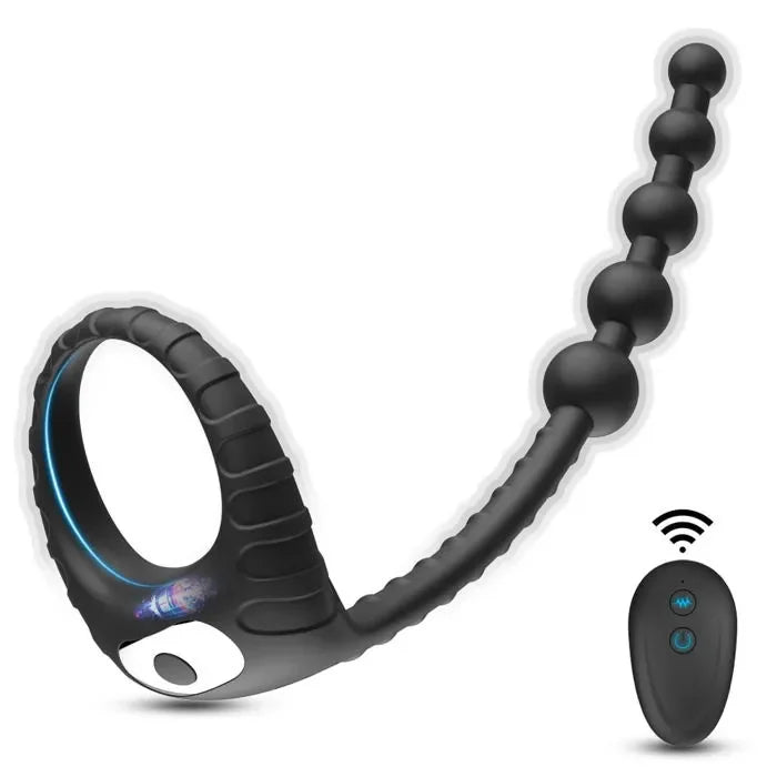 anel peniano vibratório - controle remoto - 10 modos de vibração - estímulo anal - puxar contas - retardar ejaculação - ereção prolongada - estimulação do períneo - toque suave - silicone seguro - recarregável via USB - resistente à água - uso a dois - brinquedo adulto masculino - anel peniano com vibração - prazer intenso - controle sem fio - estímulo múltiplo - design ergonômico - fácil de limpar