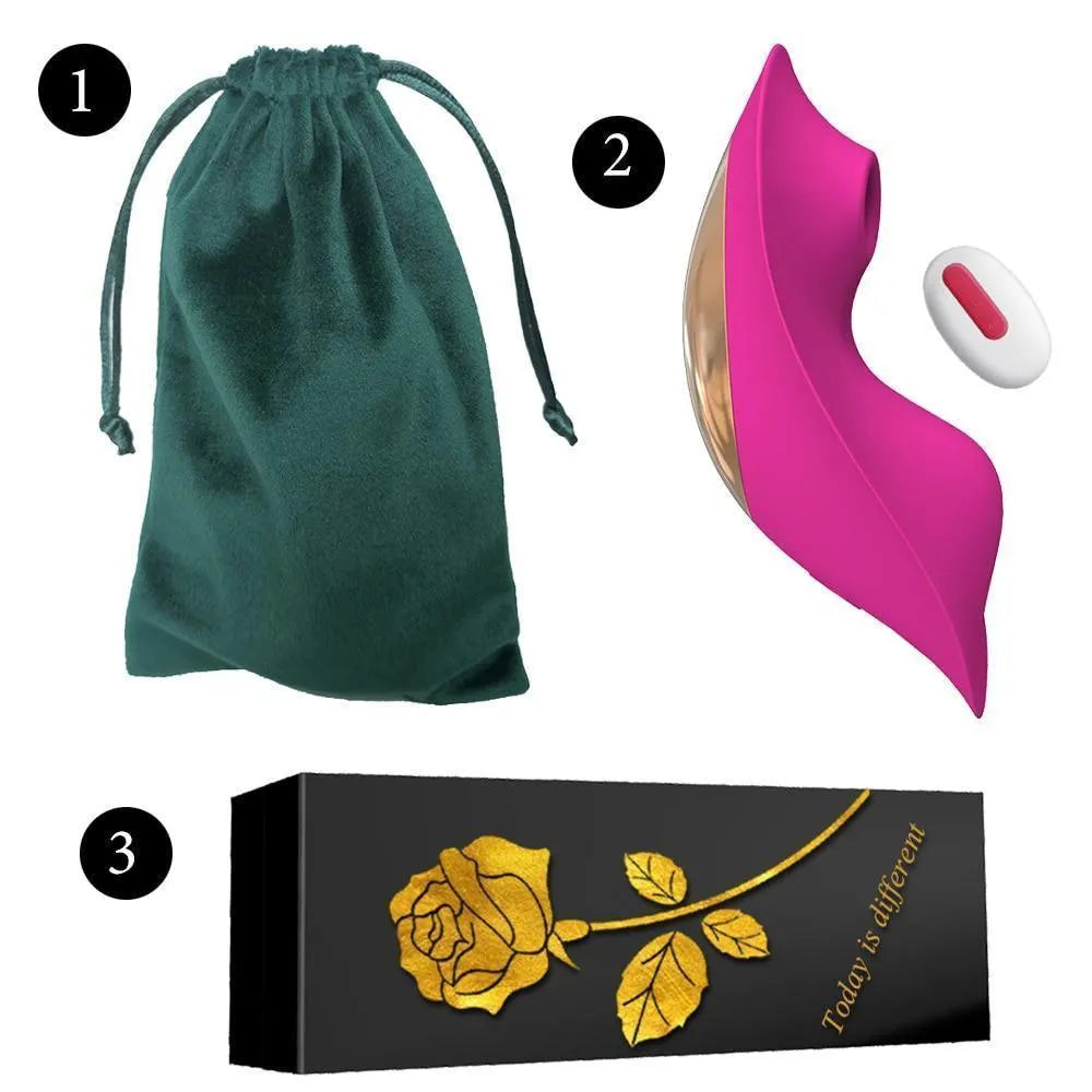 Calcinha Vibratória com Controle Remoto a Distância, Sugador e Vibrador de Clitóris - Rose - Promo - Libertina Sex Shop - black friday - Sex Shop Vibradores