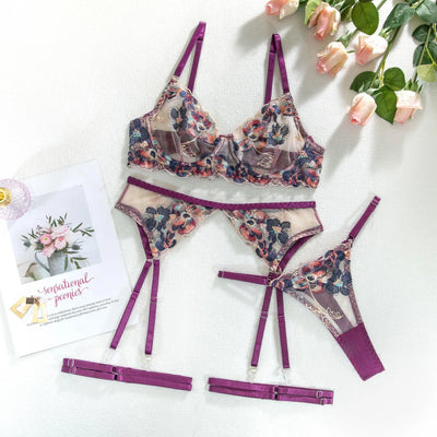 Conjunto de Lingerie Florida com Tule - Bevellie