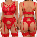 Conjunto Sutiã & Cinta-Liga Sensual em Renda Floral · foto 1 de 6 · Libertina Shop
