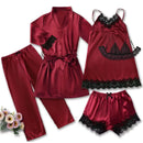 Conjunto Pijama Cetim Acetinado Rosa com Renda · Camisola + Calça · Roupa de Dormir Premium · P ao G