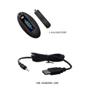 O kit: controle remoto, pilha e cabo USB