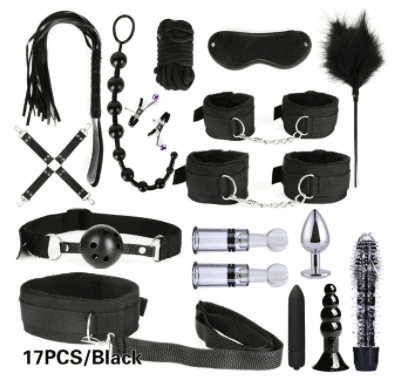 Kit Conjunto Sado Bondage BDSM - Libertina Sex Shop - acessório, acessório sado bdsm, acessórios, anal, bdsm, bondage, casais, lgbt, Plug Anal - Sex Shop Vibradores