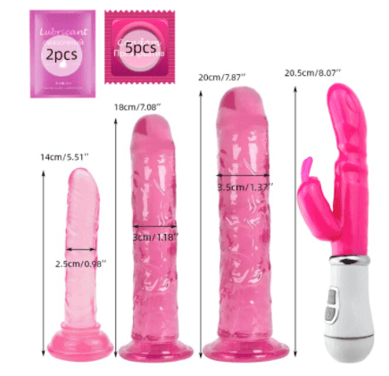 Kit Vibrador Rabbit + Consolo em Silicone Super Macio - Libertina Sex Shop - consolo, dildo, maisvendidos, mulheres, pênis de borracha, rabbit, vibrador, Vibrador Feminino, Vibrador Feminino Rabbit - Sex Shop Vibradores