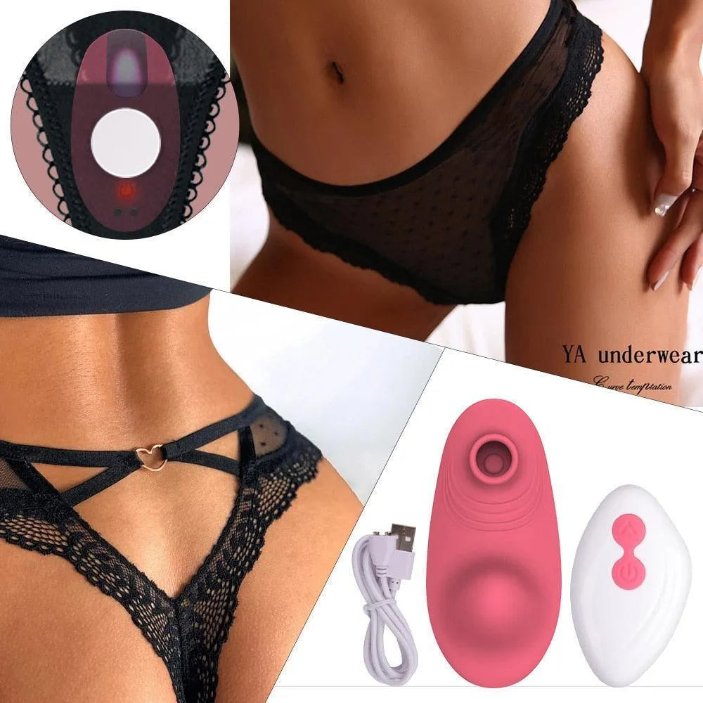 Mini Vibrador de Calcinha com Vibrações, Sugador de Clitóris & Controle Remoto a Distância - Libertina Sex Shop - Libertina Sex Shop 