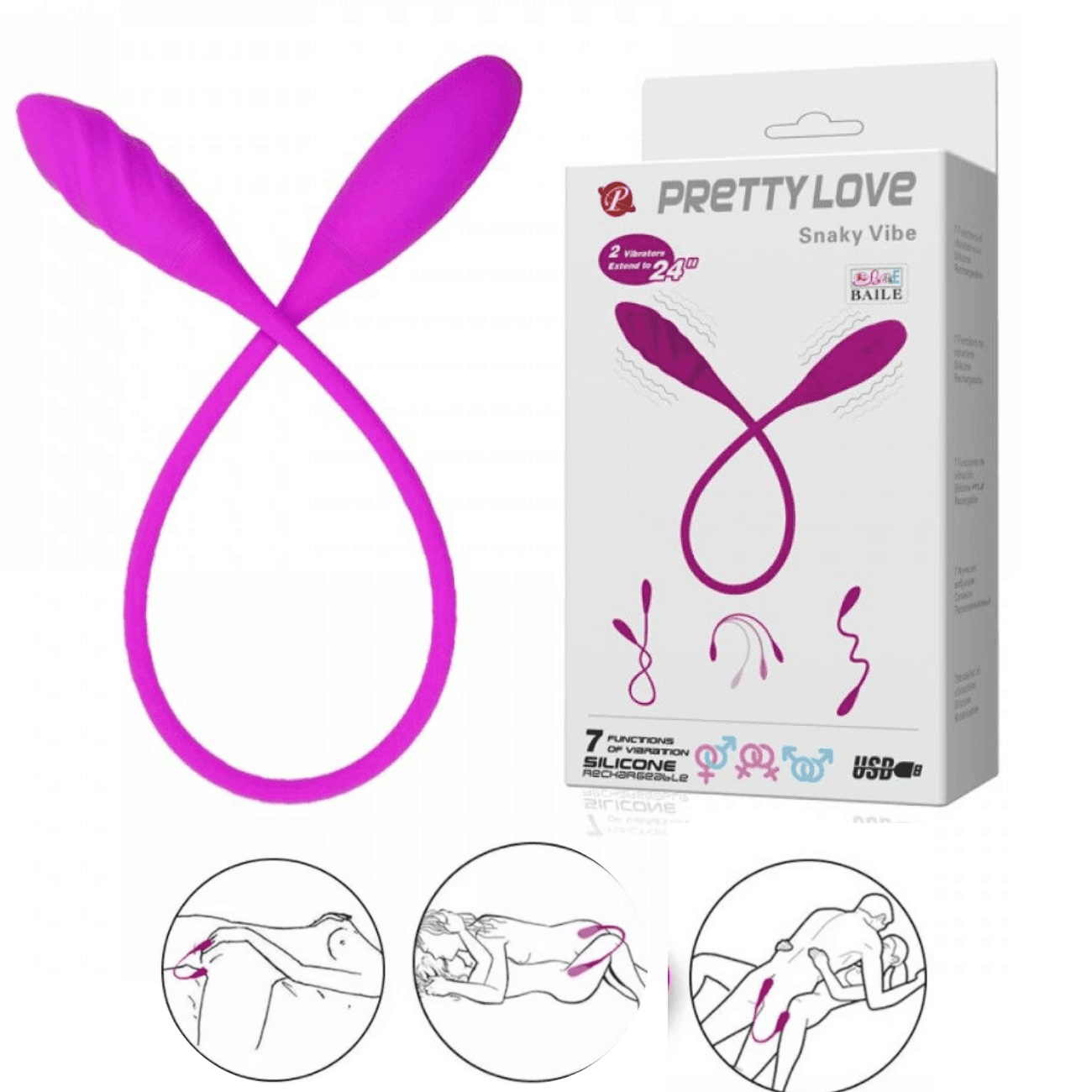 Vibrador Feminino de Duas Pontas Pretty Love Snaky Vibe - Libertina Sex Shop - lgbt, mulheres, vibrador, vibrador com duas pontas, vibrador de duas pontas - Sex Shop Vibradores