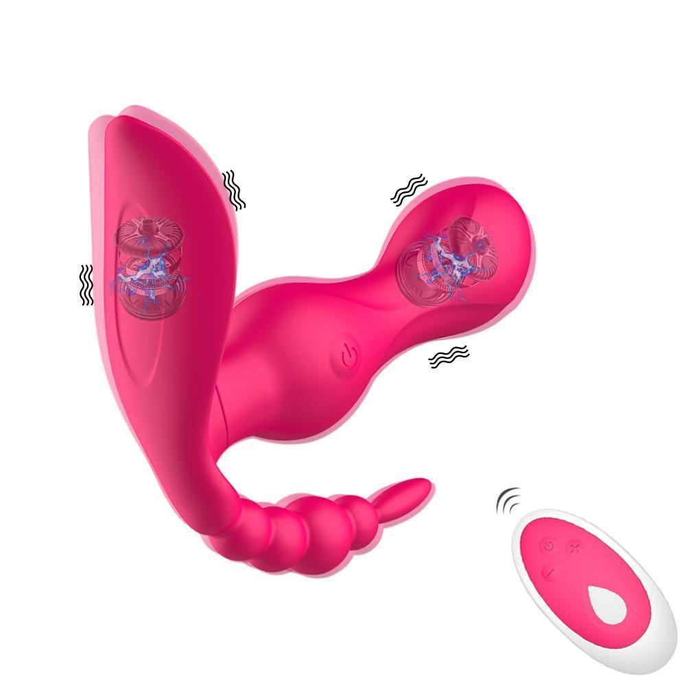 Vibrador Interno com Estimulador de Clitóris e Anus c/ Controle Remoto - Libertina Sex Shop - blackfriday22, bluetooth, calcinha vibratória, controle, estimuladorclitoris, maisvendidos, mulheres, vibrador, vibrador de clitóris, vibrador de ponto g - Sex Shop Vibradores