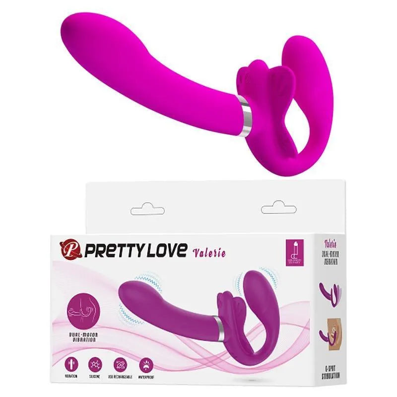 Vibrador Strapless com Dupla Usabilidade e 12 Modos Vibrativos - Valerie Pretty Love - Libertina Sex Shop - Strapless, vibrador calcinha peniana, vibrador feminino ativo, vibrador mulher ativa, vibrador penis, vibrador strapless - Sex Shop Vibradores