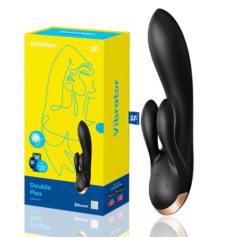 Vibrador Rabbit de Duas Pontas - Satisfyer Double Flex - Libertina Sex Shop - satisfyer vibrador, vibrador, vibrador aprova d'água, vibrador com penetração, vibrador de clitóris, vibrador de duas pontas, vibrador de mulher, vibrador de ponto g, vibrador erótico, Vibrador Feminino, Vibrador Feminino Rabbit, vibrador mulher, vibrador para casais, vibrador para mulher, vibrador para mulheres, vibrador para o clitóris, vibrador ponto g - Sex Shop Vibradores